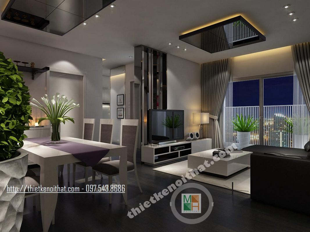 Thiết kế nội thất phòng khách chung cư Golden Palace Mễ Trì Nam Từ Liêm Hà Nội